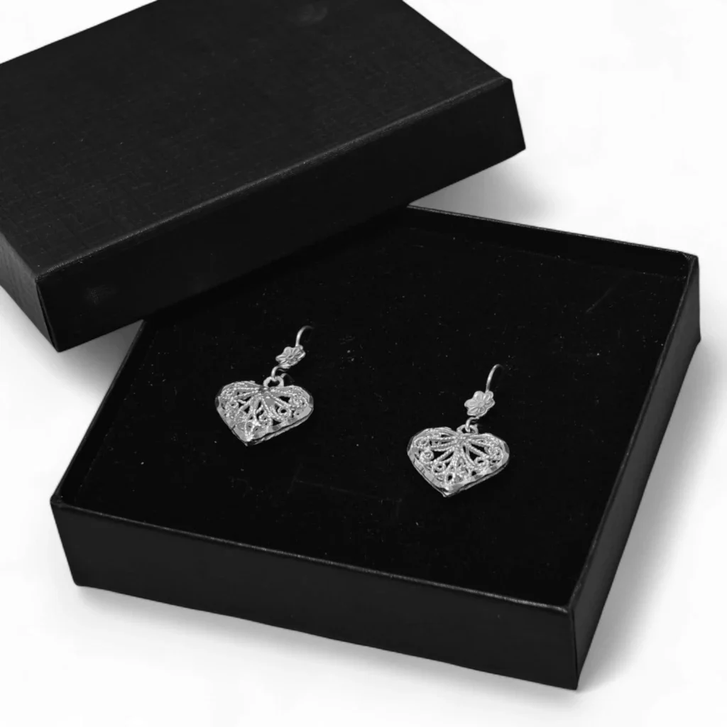 Aretes Corazón de Filigrana en Plata Ley .925 - Image 4