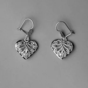 Aretes Corazón de Filigrana en Plata Ley .925