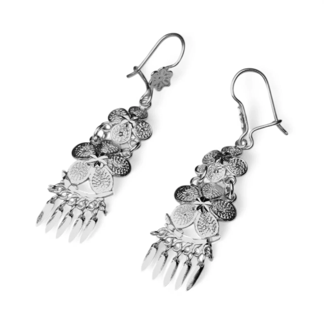 Aretes de Filigrana Aura Floral - Cascada en Plata Ley .925 - Image 2