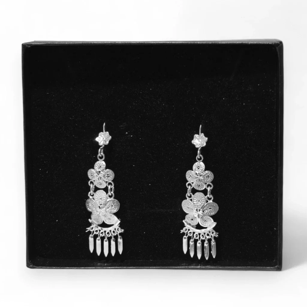 Aretes de Filigrana Aura Floral - Cascada en Plata Ley .925 - Image 3