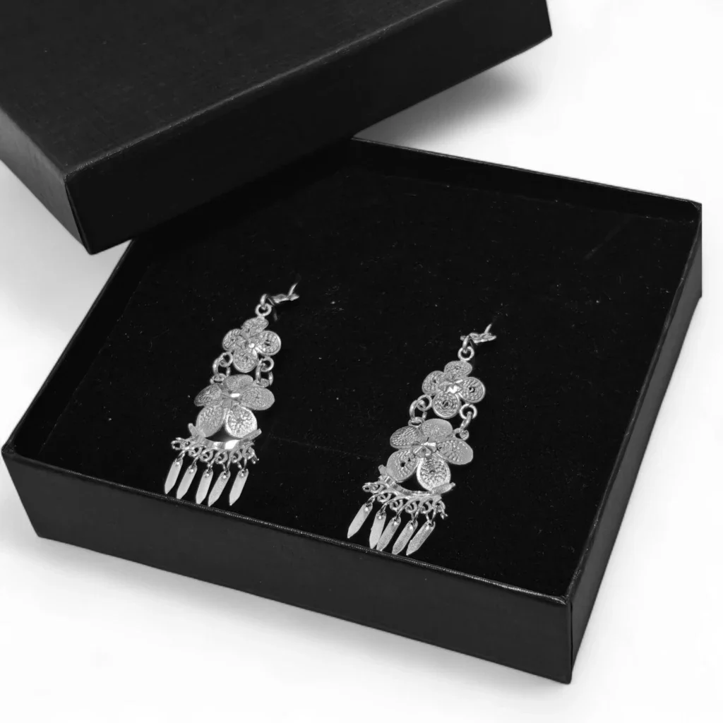 Aretes de Filigrana Aura Floral - Cascada en Plata Ley .925 - Image 4