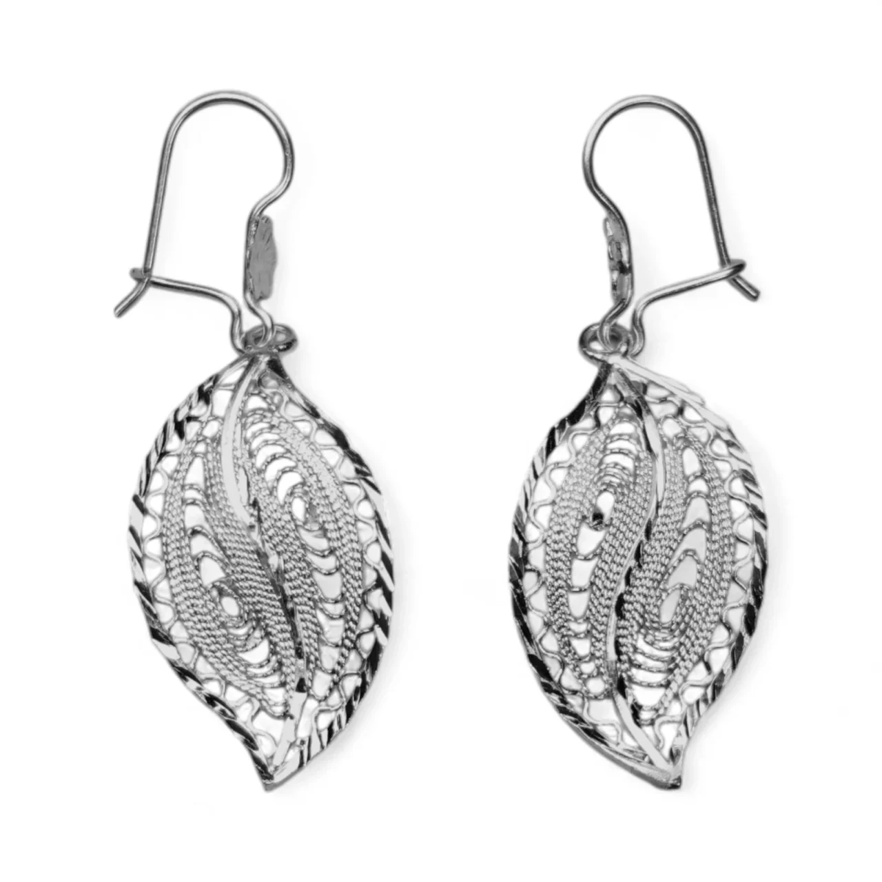 Aretes de Filigrana Hoja en Plata Ley .925 - Image 2