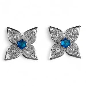 Broqueles de Filigrana Lucero en Plata Ley .925 - Azul cielo
