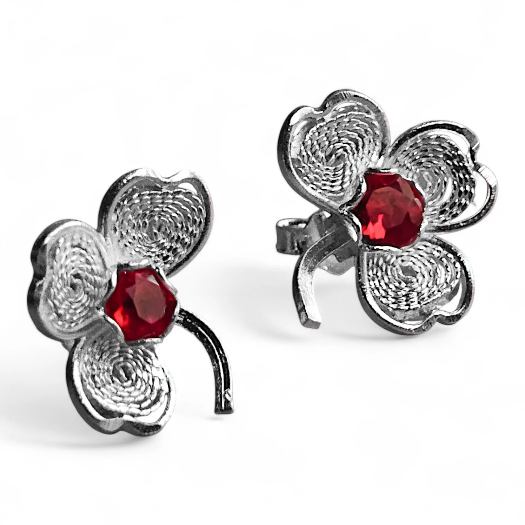 Broqueles de Filigrana Trébol en Plata Ley .925 - Image 3