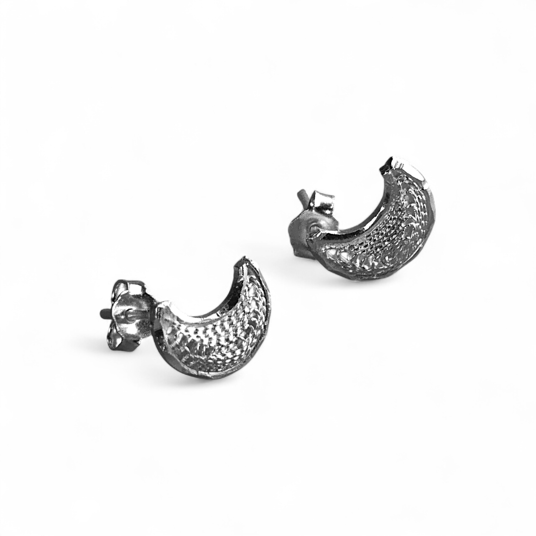 Broqueles de Filigrana Media Luna en Plata Ley .925 - Image 4