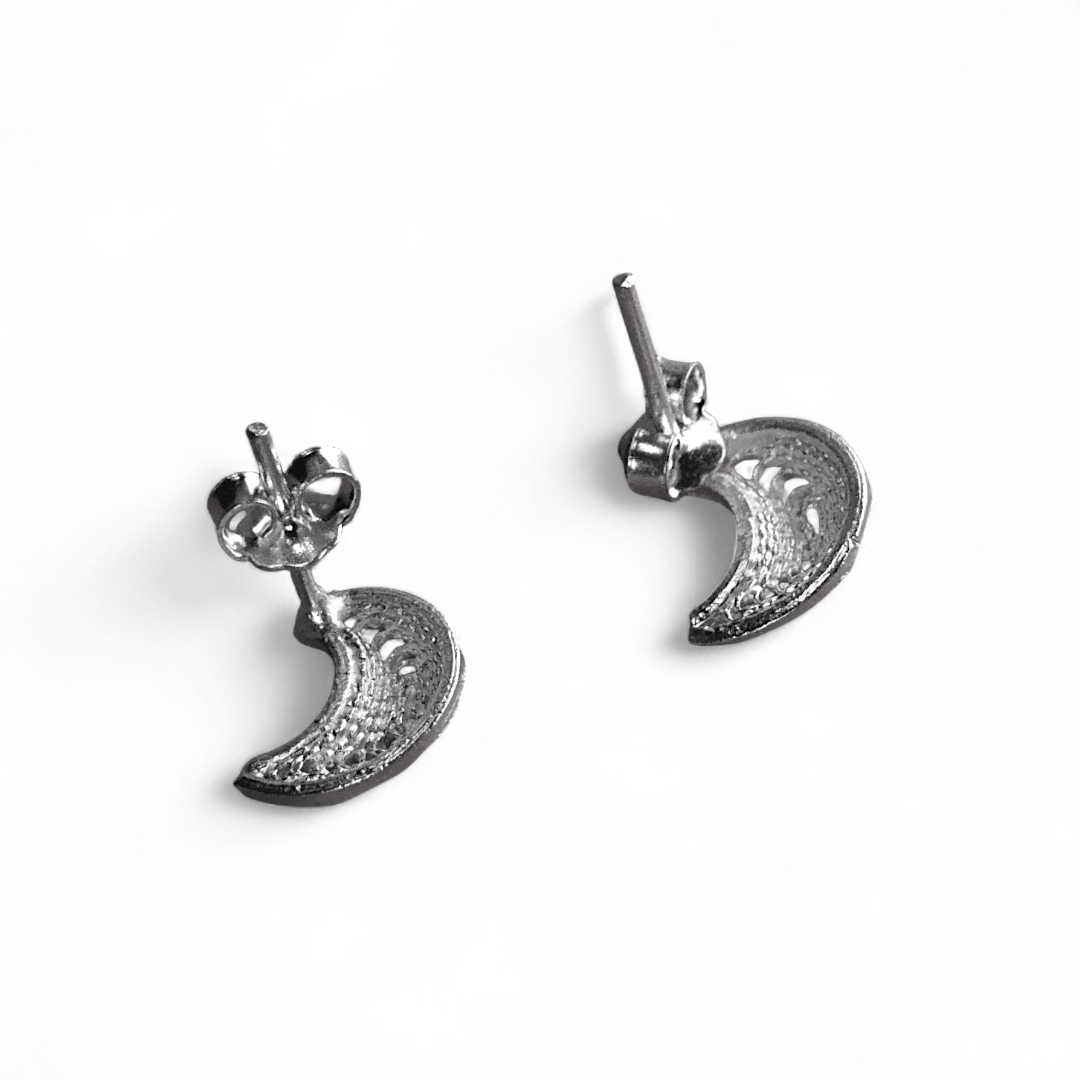 Broqueles de Filigrana Media Luna en Plata Ley .925 - Image 3