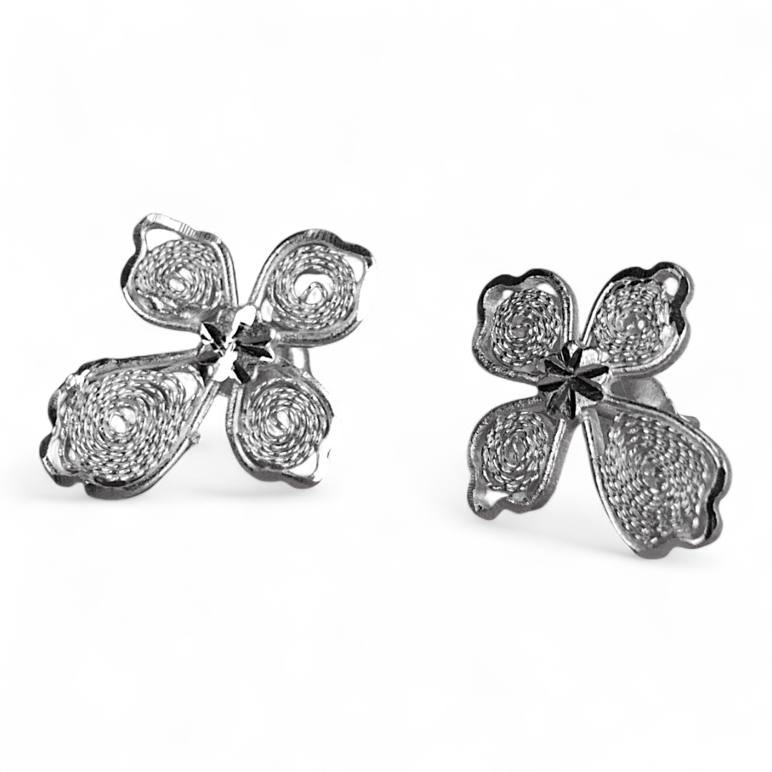 Broqueles de Filigrana Cruz en Plata Ley .925 - Image 2